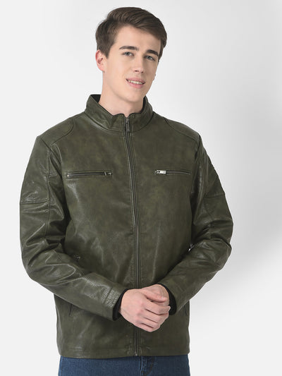  Olive Green Leather Jacket