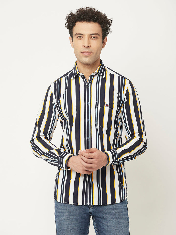   Barcode Striped Shirt with Logo Detailing 