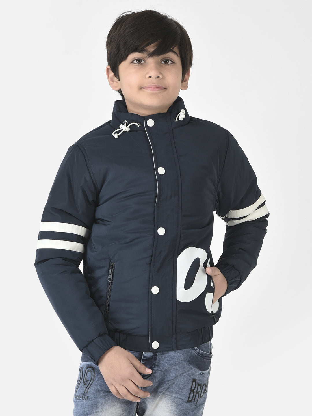 Navy Padded Varsity Jacket