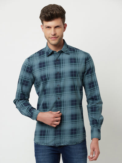 Blue Reversible Checked Shirt-Men Shirts-Crimsoune Club