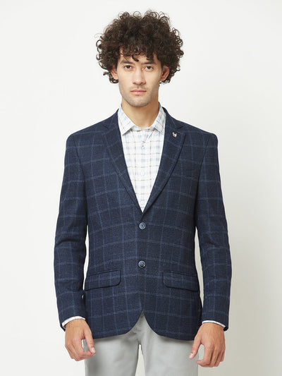  Navy Blue Checkered Blazer