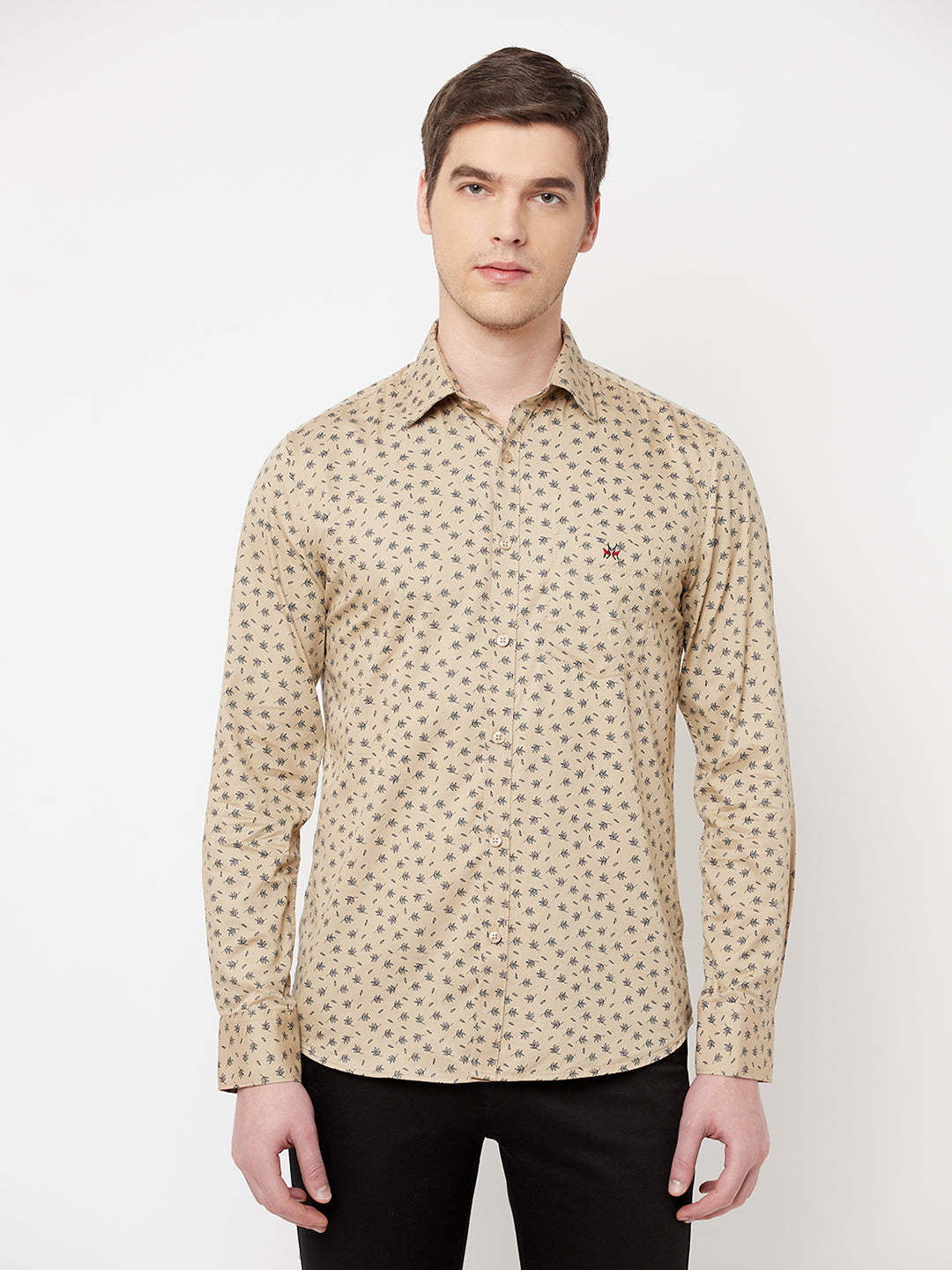 Beige Floral Shirt - Men Shirts