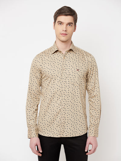 Beige Floral Shirt - Men Shirts