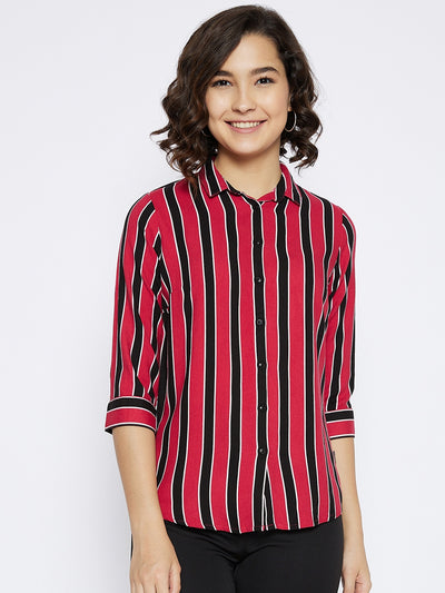 Pink Striped Slim Fit shirt - Women Shirts