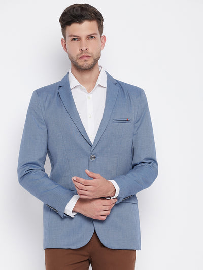 Blue Notched Lapel Blazer - Men Blazers