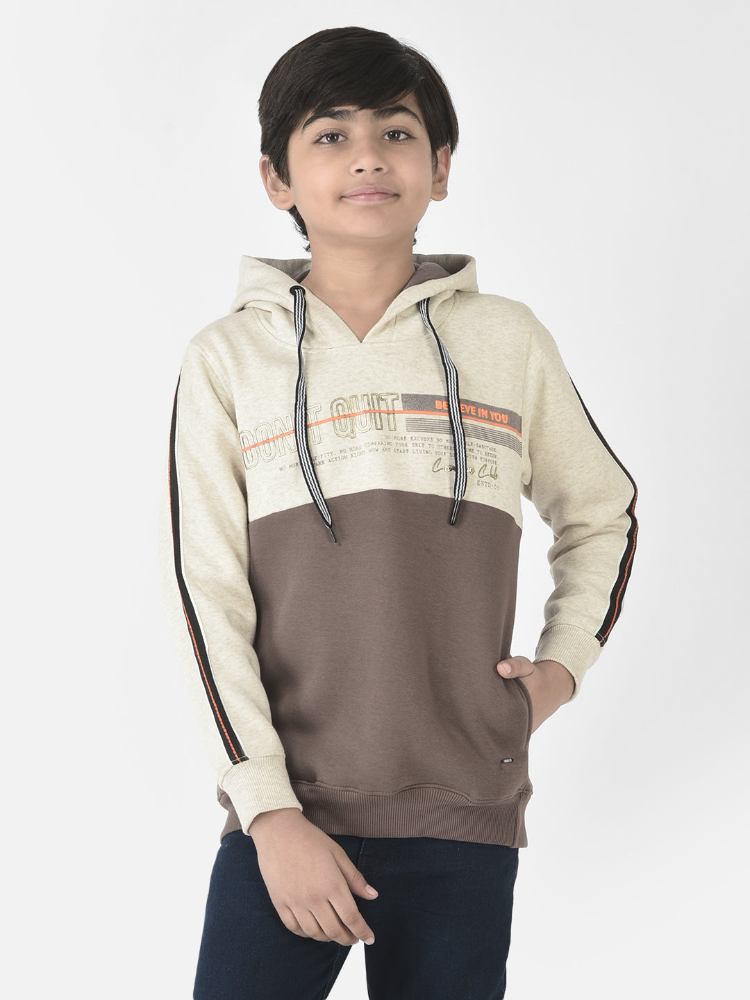  Dusty Brown Colour-Blocked Hoodie