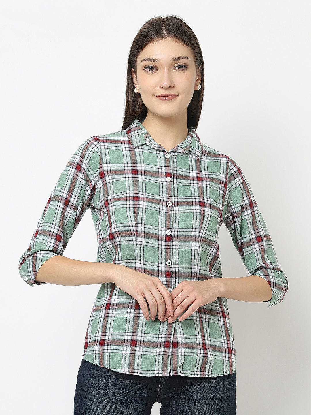 Mint Green Shirt in Tartan Checks