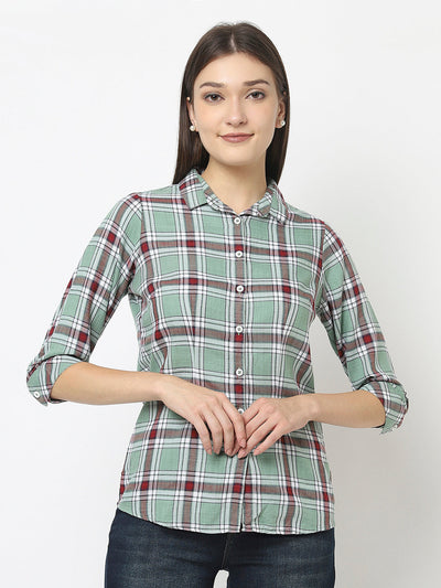 Mint Green Shirt in Tartan Checks