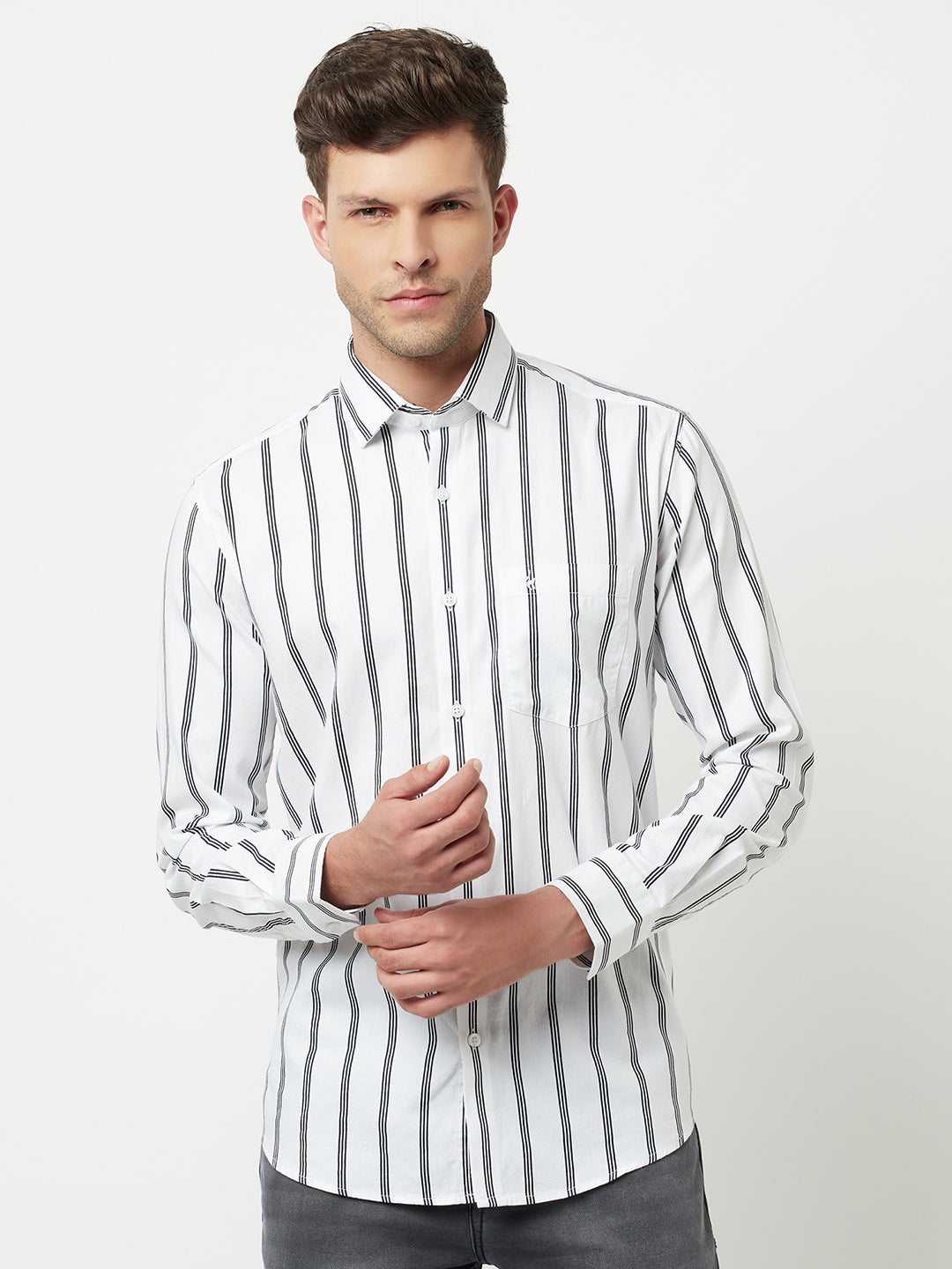 White Striped Shirt-Men Shirts-Crimsoune Club