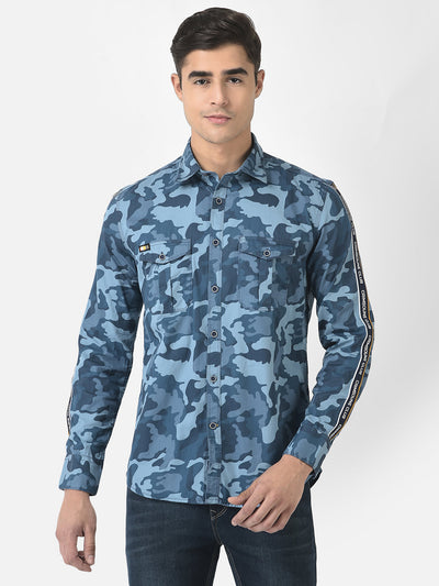  Shirt in Blue Camouflage Print 