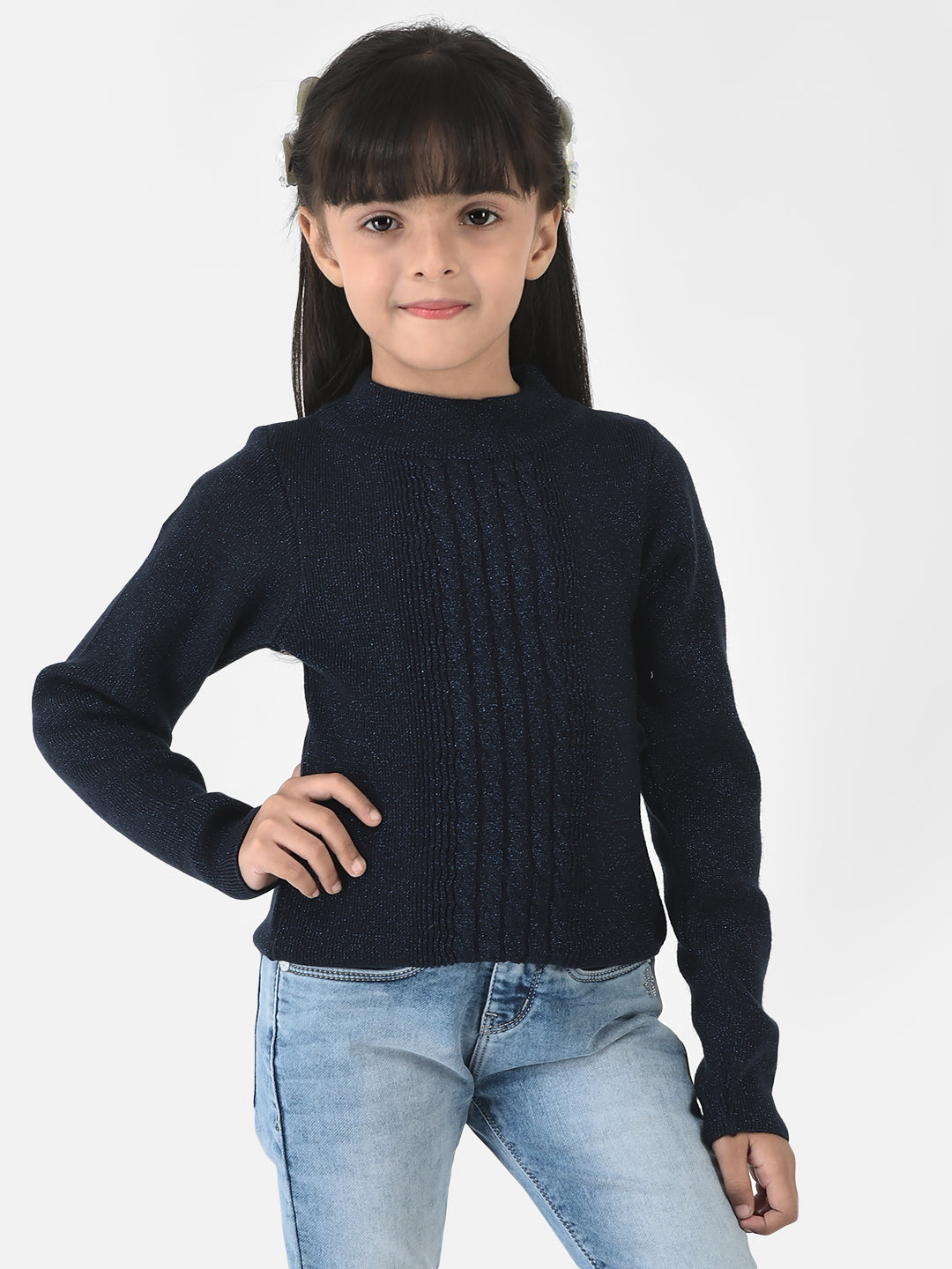 Navy Blue Sweater in Self-Designed Print