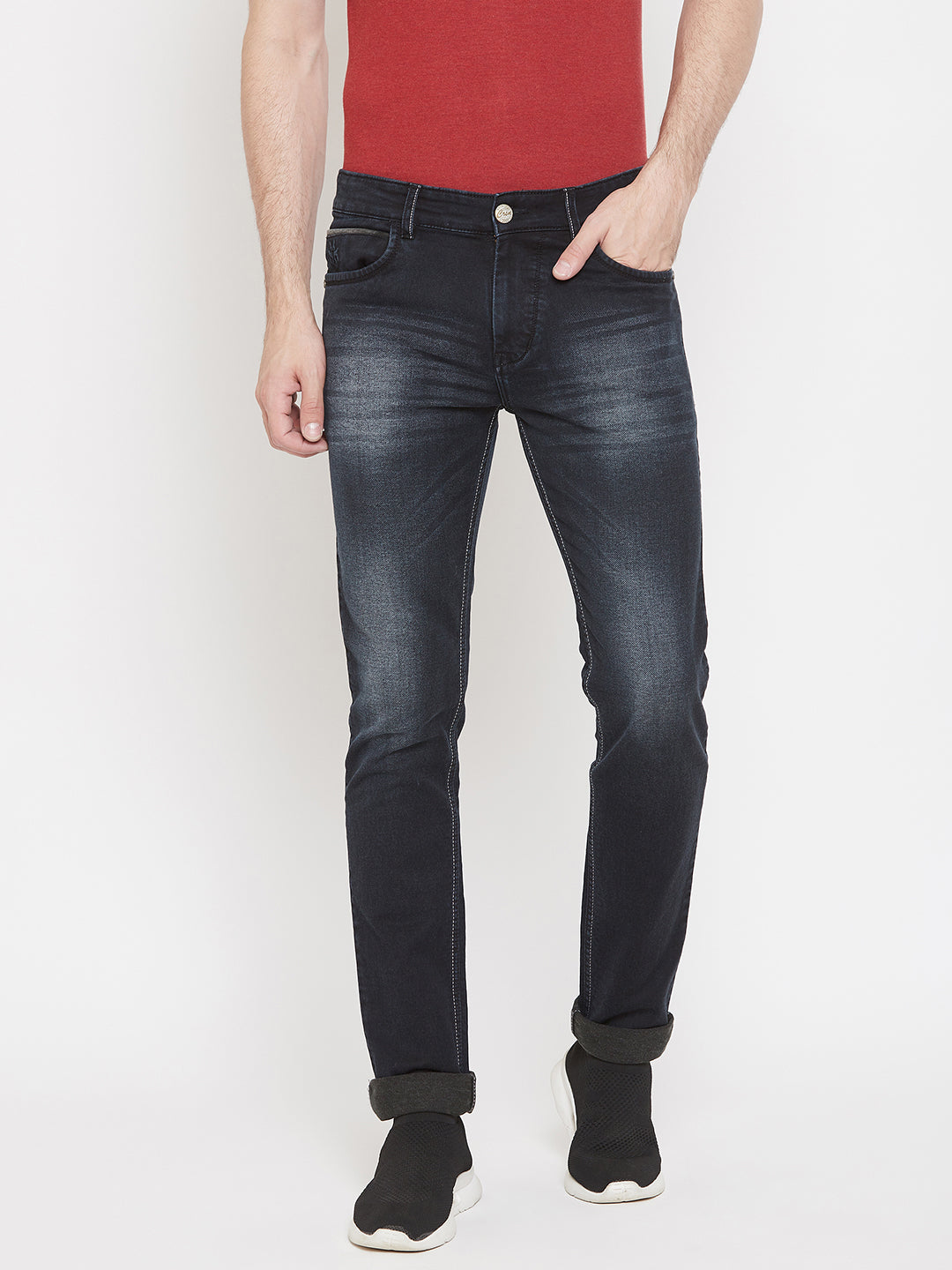 Grey Stonewashed Slim Fit Jeans - Men Jeans