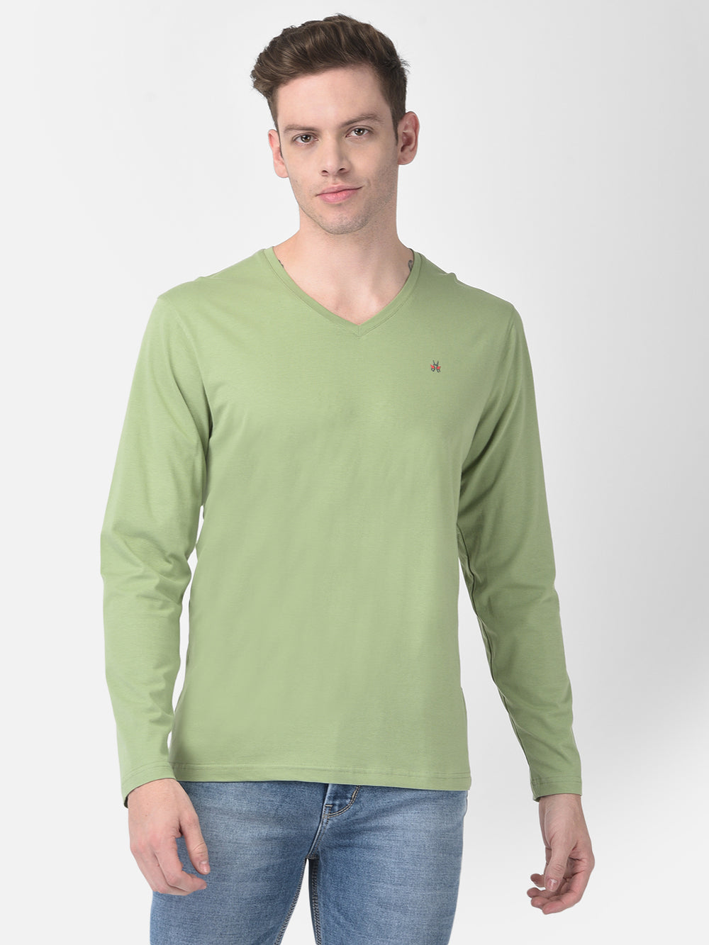 Long-Sleeved Green T-Shirt-Men T-Shirts-Crimsoune Club