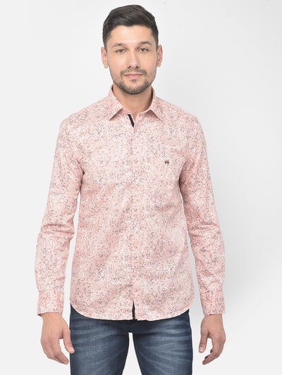 Pink Printed Spread Collar Shirt - Men Shirts