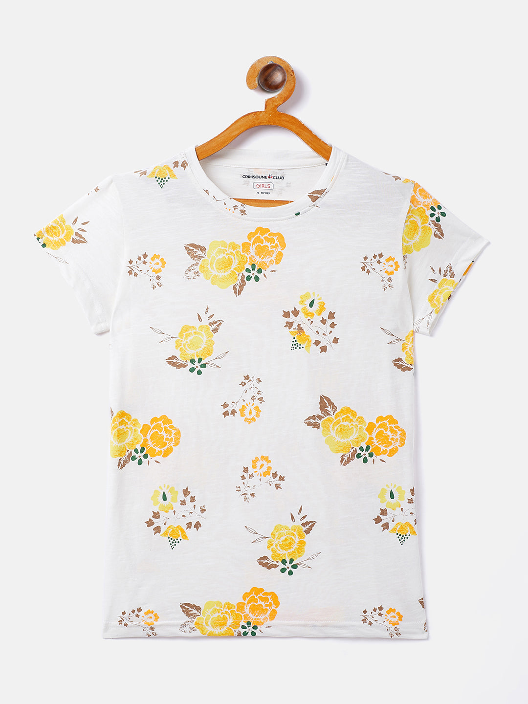 Off White Printed Round Neck T-Shirt - Girls T-Shirts