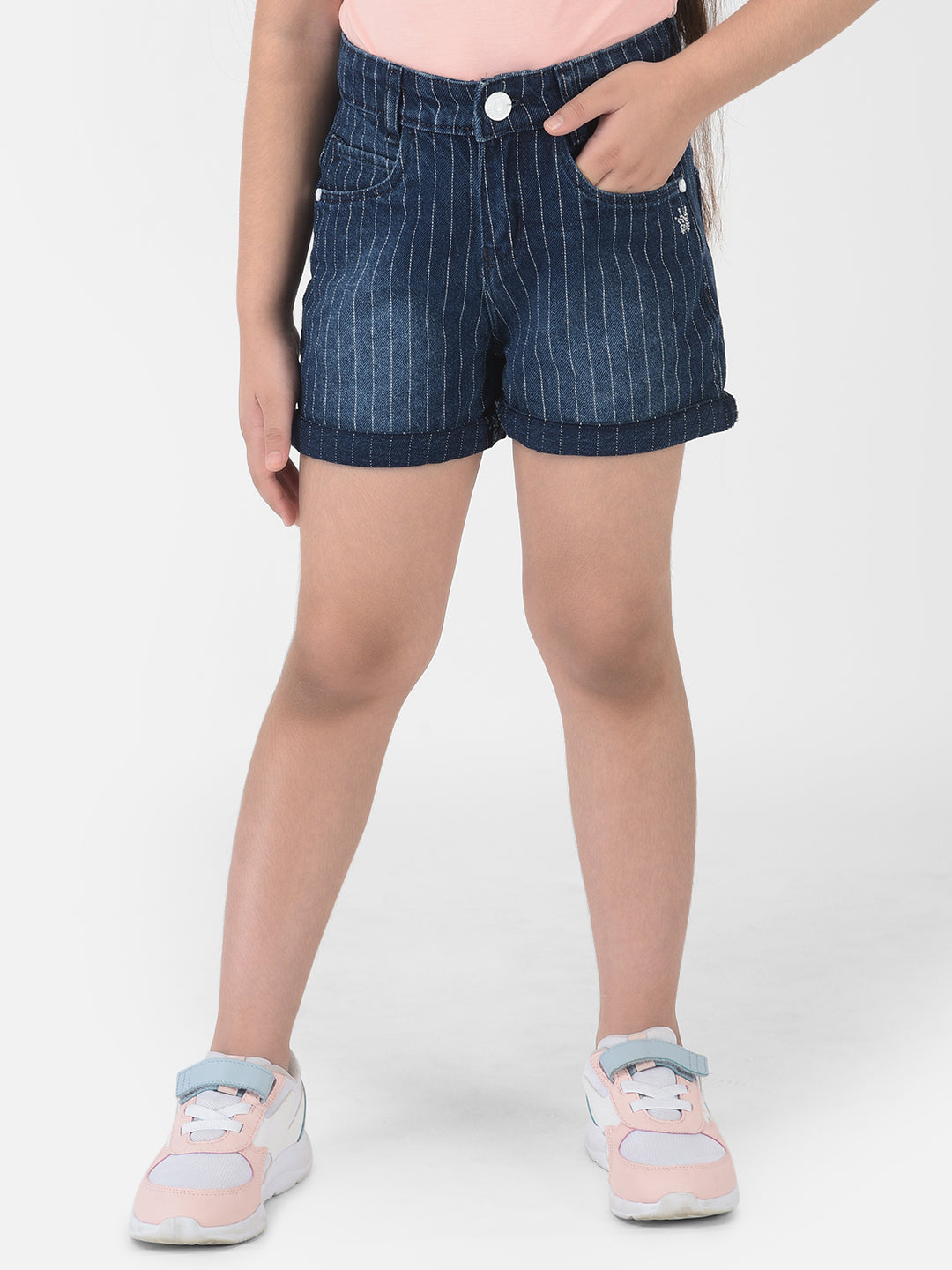 Striped Denim Shorts - Girls Shorts