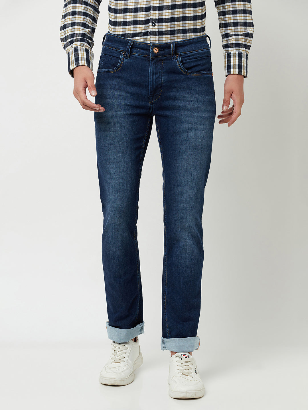 Navy Blue Light Faded Jeans-Men Jeans-Crimsoune Club