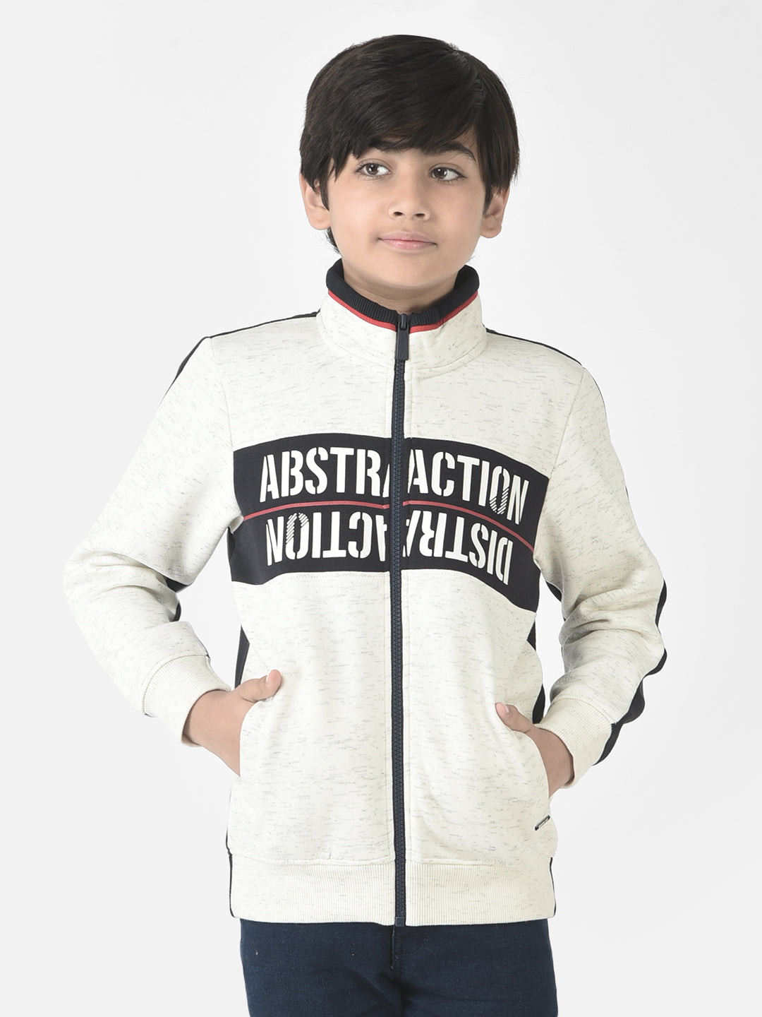  Melange White Varsity-Style Sweatshirt