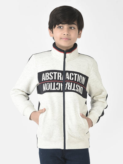  Melange White Varsity-Style Sweatshirt