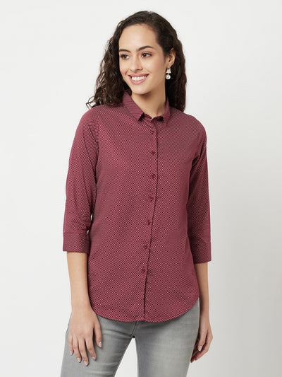 Maroon Printed Shirt-Women Shirts-Crimsoune Club