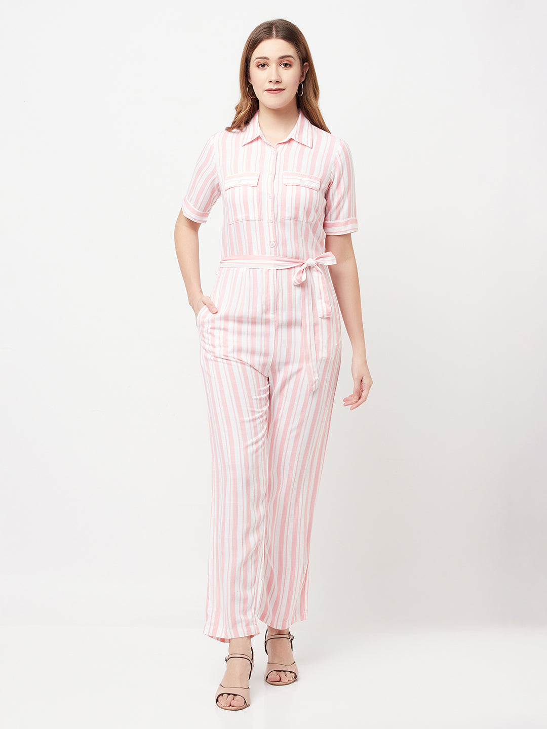 Pink Striped Jumpsuit - Women Jumpsuits