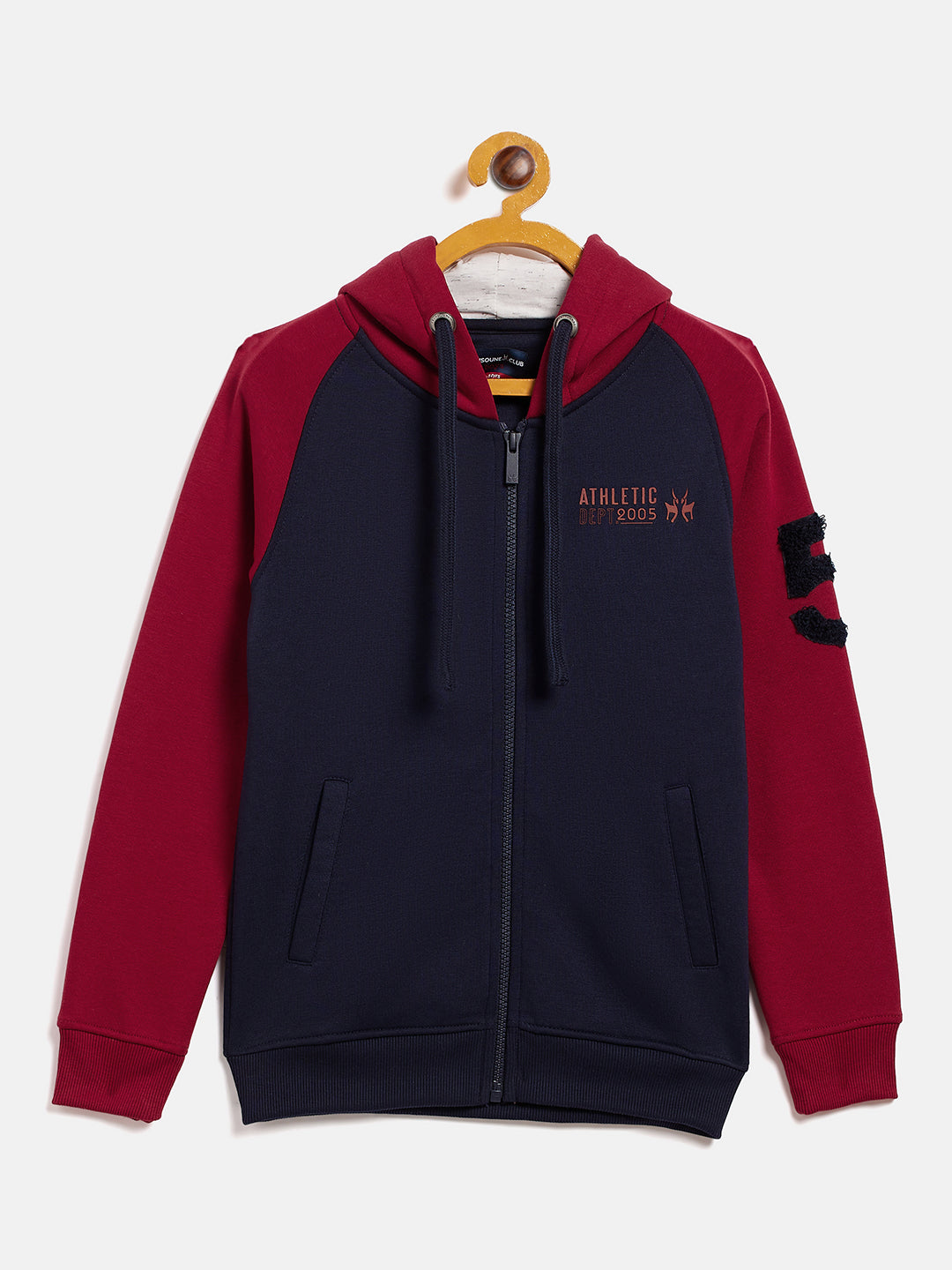 Navy Blue Colorblocked Hooded Sweatshirt - Boys Sweatshirts