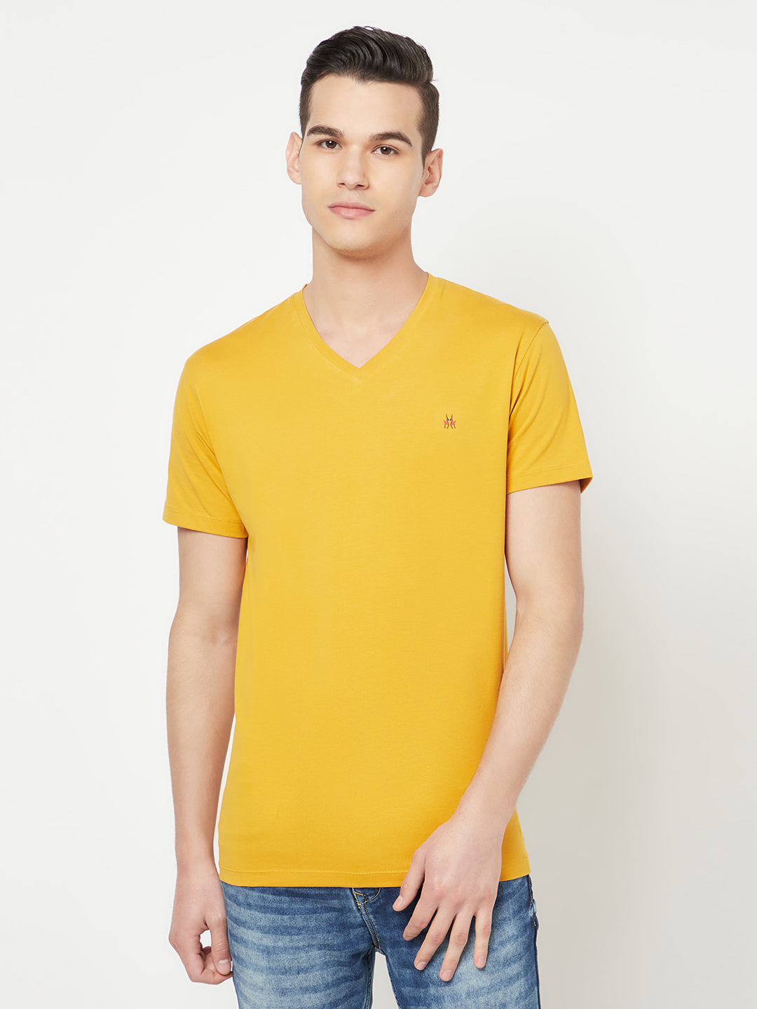 Mustard V-Neck T-Shirt - Men T-Shirts