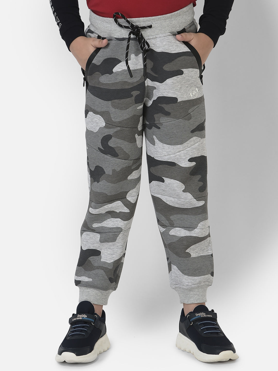 Grey Joggers in Camouflage Print 