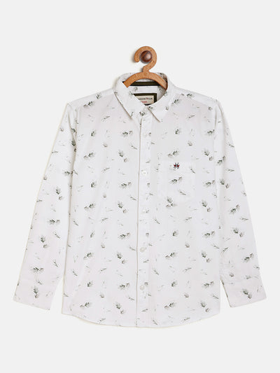 White Printed Full Sleeves Shirt - Boys Shirts