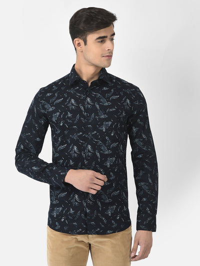  Navy Blue Shirt in Floral Print 