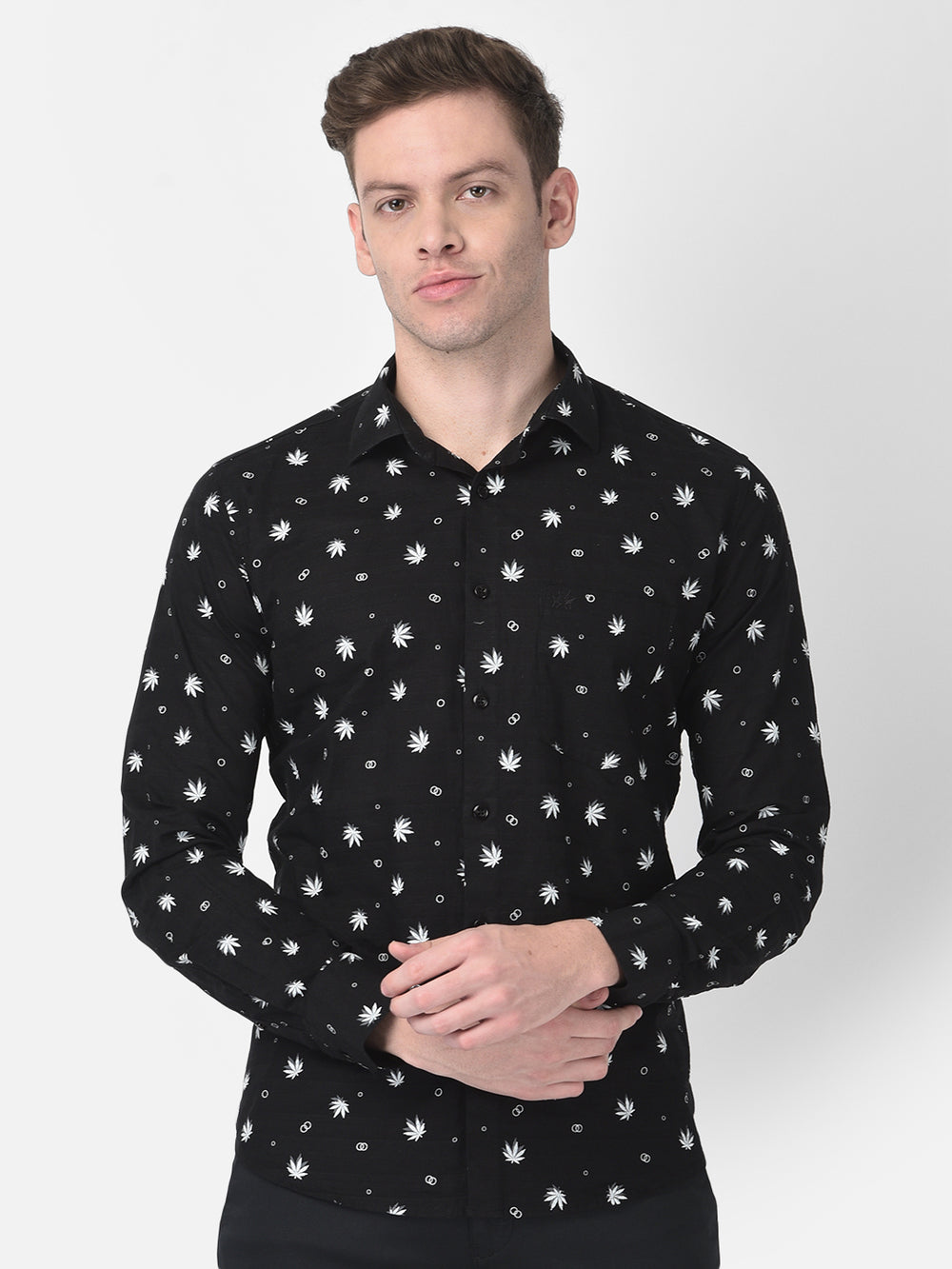 Black Floral Shirt-Men Shirts-Crimsoune Club
