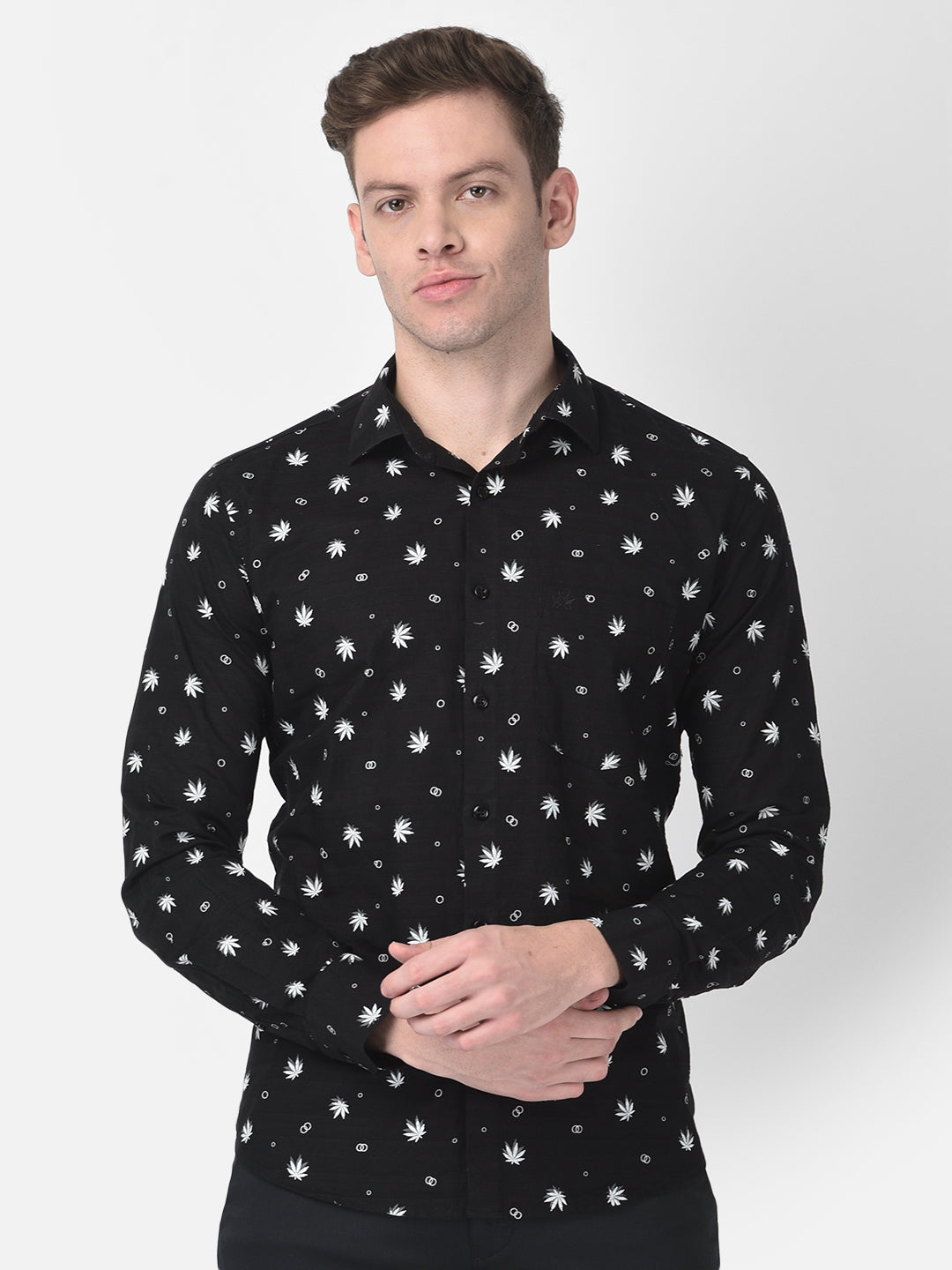 Black Floral Shirt-Men Shirts-Crimsoune Club