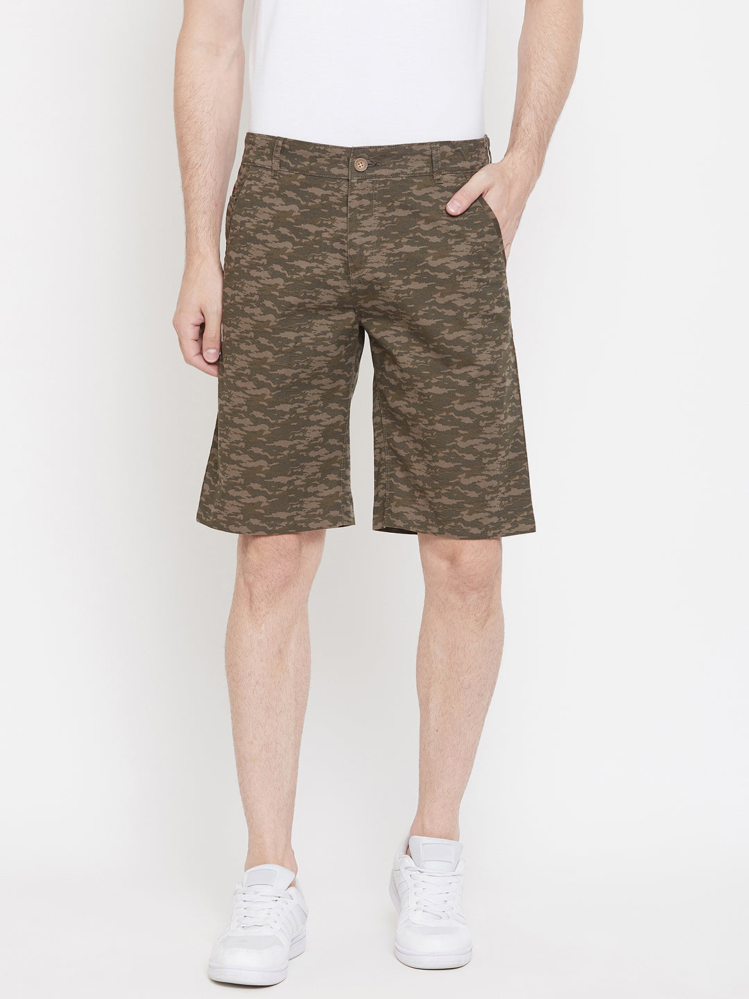 Olive Printed shorts - Men Shorts