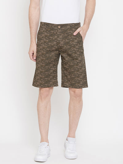 Olive Printed shorts - Men Shorts