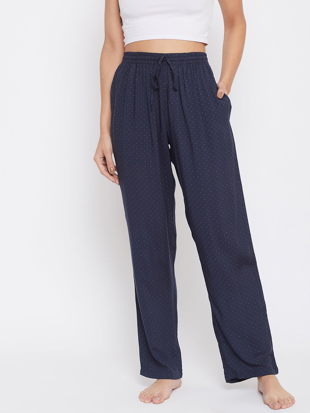 Navy Blue Cotton Lounge Pants - Women Lounge Pants