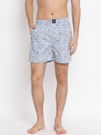 Blue Printed Boxer - Men Boxers