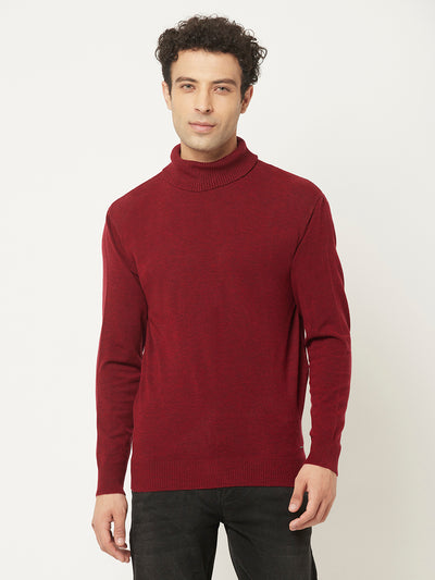 Maroon Sweater with Melange Effect-Men Sweaters-Crimsoune Club