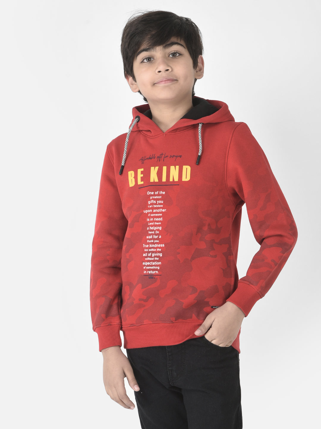  Red Heavy Typography Hoodie