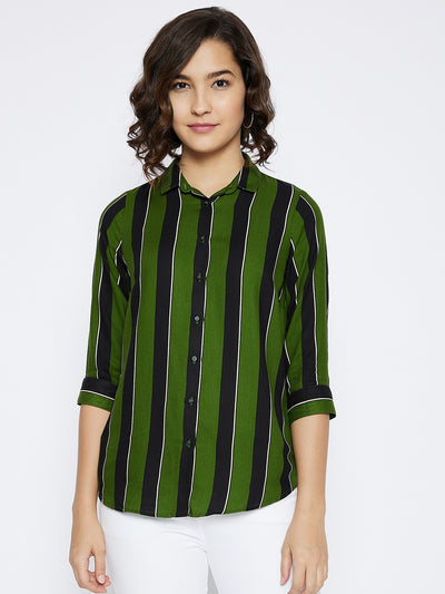 Green Striped Slim Fit shirt - Women Shirts