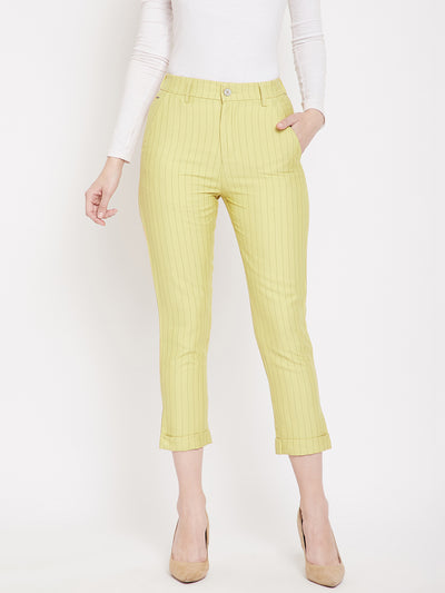 Yellow Striped Trousers - Women Trousers