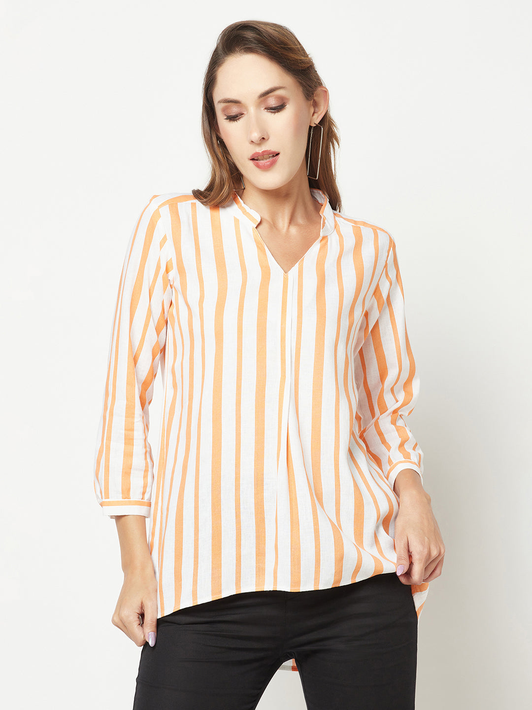  Orange Striped Top