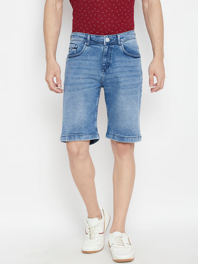 Blue Slim Fit Denim Shorts - Men Shorts