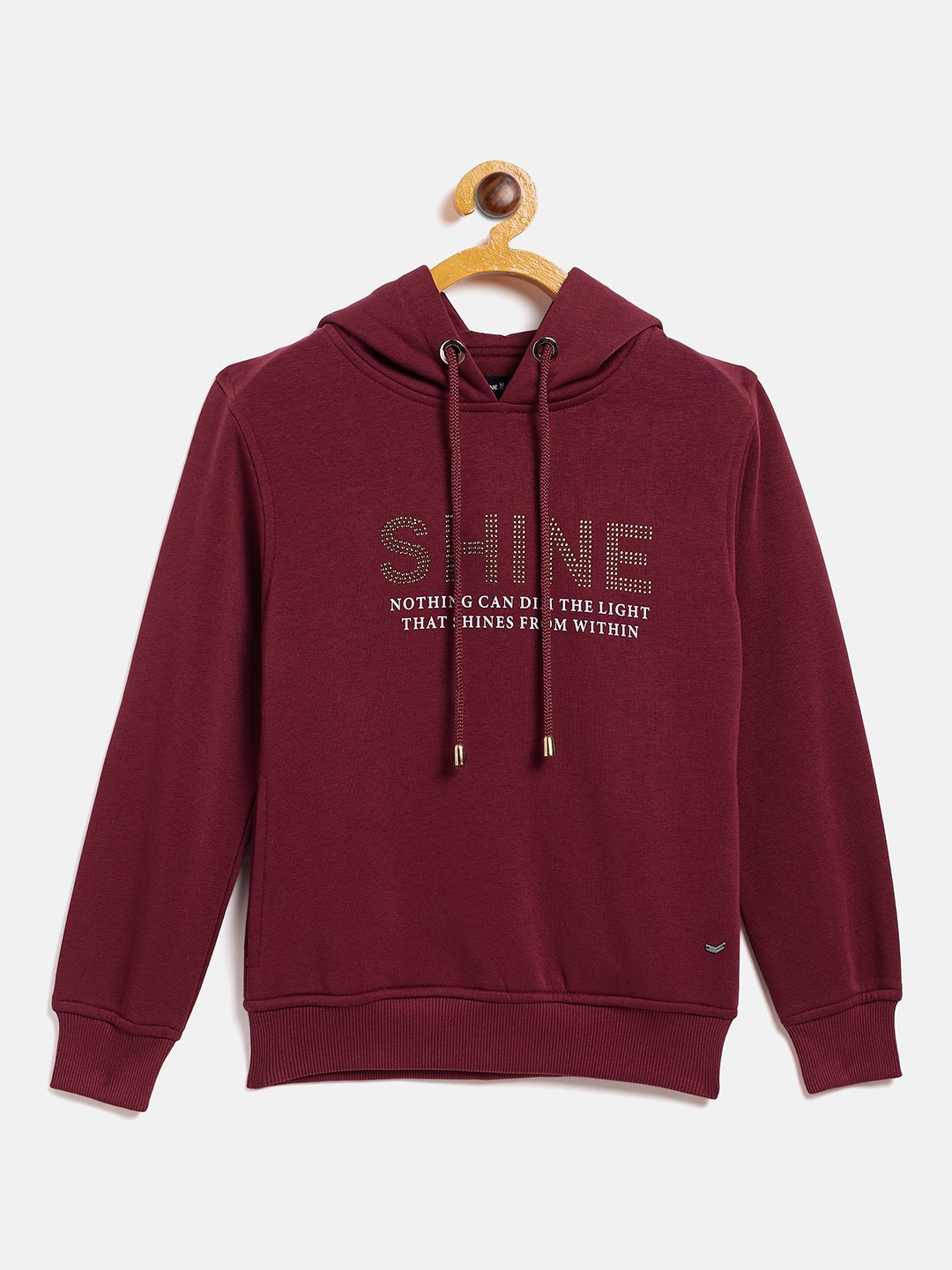 Maroon Printed Hooded Sweatshirt - Girls Sweatshirts