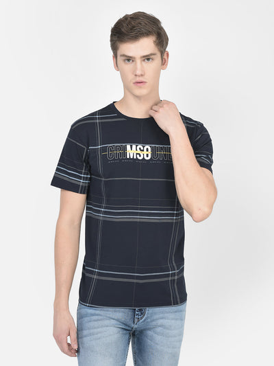  Dark Navy Blue Brand-Logo T-Shirt