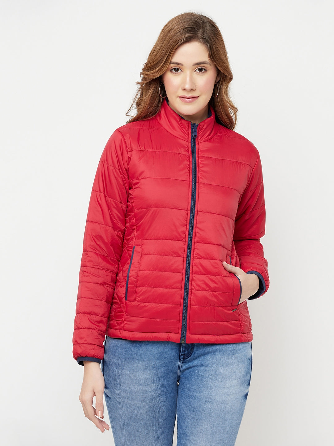 Red Reversible Padded Jacket - Women Jackets