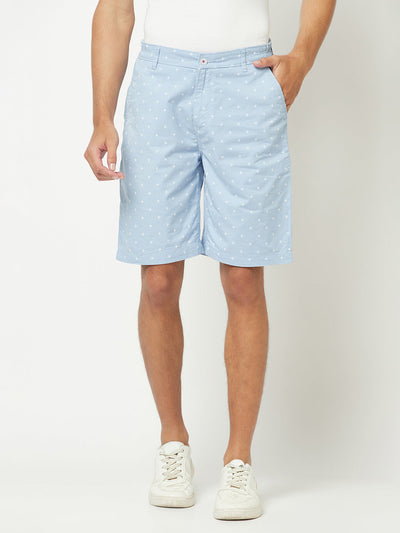 Blue Graphic Print Chino Shorts