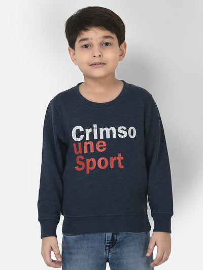 Navy Blue Logo-Block Sweatshirt in Pullover Style 