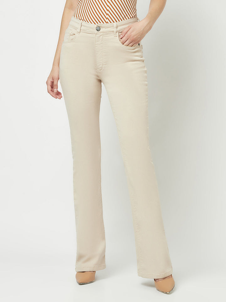  Beige Boot-Cut Jeans