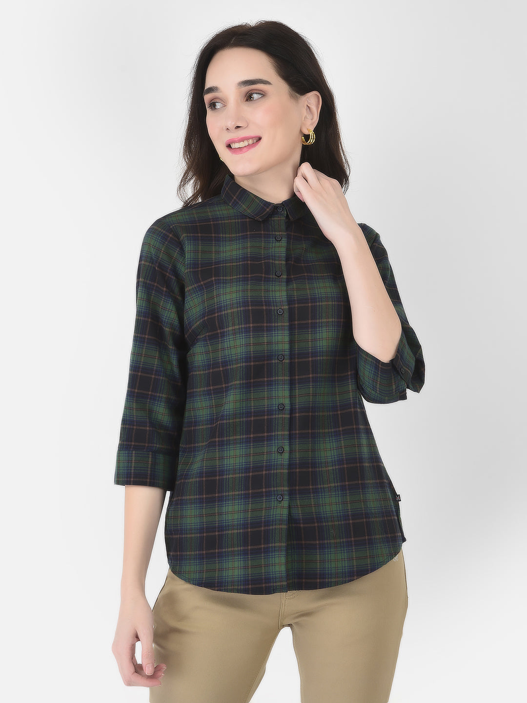 Green Checked Shirt - Women Shirts