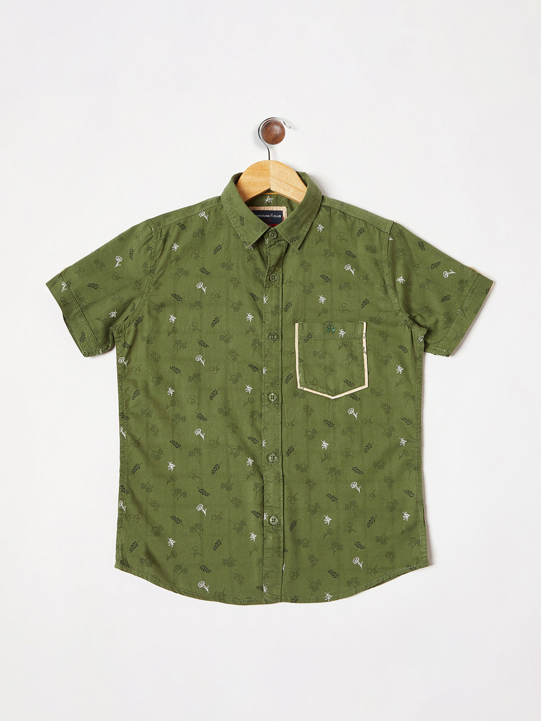 Olive Floral Shirt - Boys Shirts